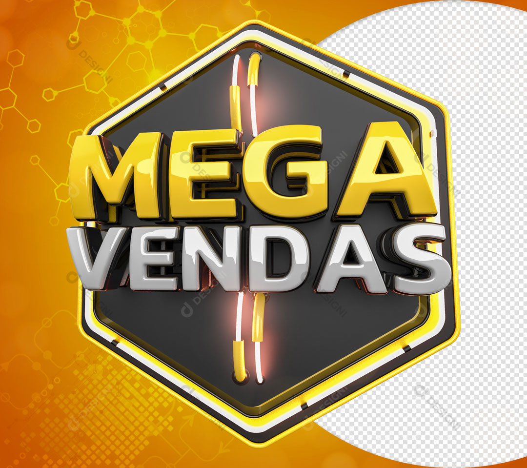 Mega Vendas Selo 3D Para Composição PSD Editável