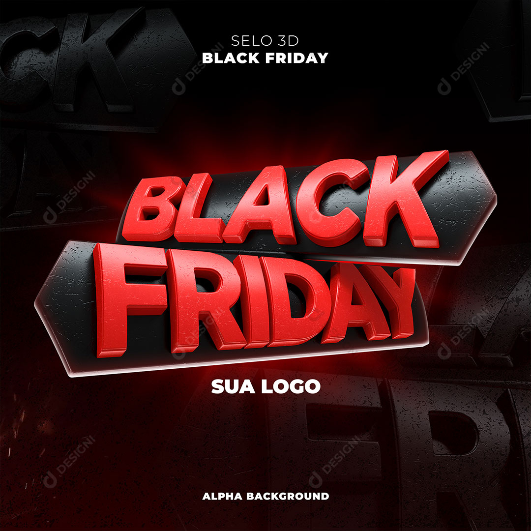 Black Friday Selo 3D Elemento Para Composição PSD Editável