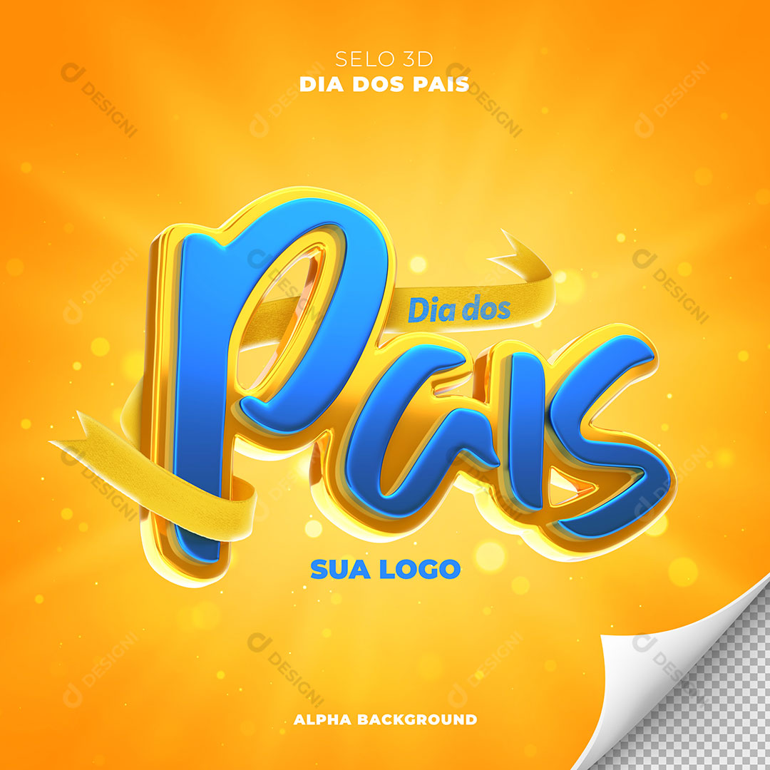 Dia dos Pais Selo 3D Elemento Para Composição PSD Editável