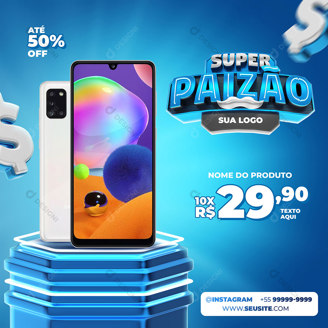 Loja Super Paizão Produto Celular Social Media PSD Editável