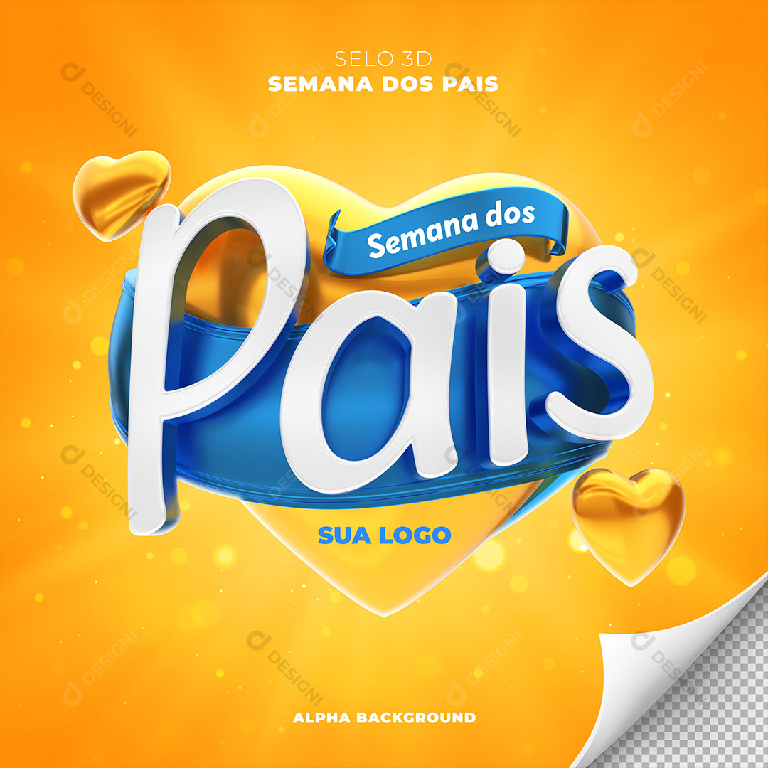 Semana dos Pais Selo 3D Para Composição PSD Editável