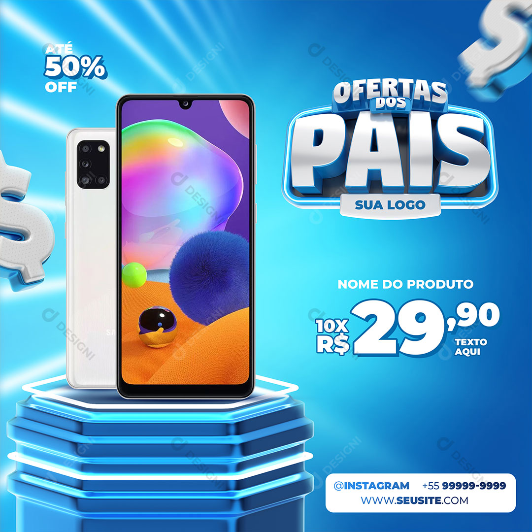 Loja Ofertas dos Pais Produto Celular Social Media PSD Editável