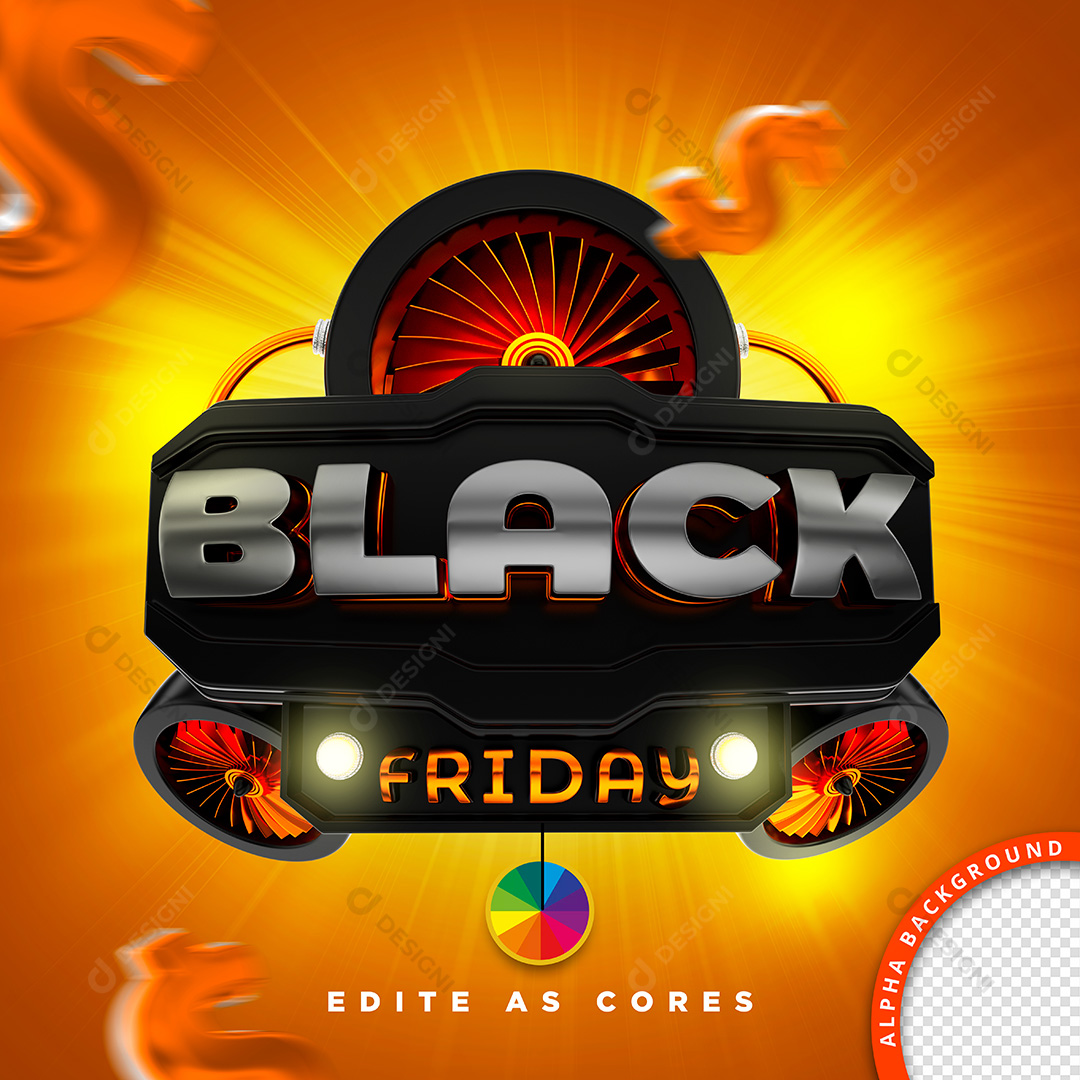 Selo 3D Black Friday PSD Cores Editáveis