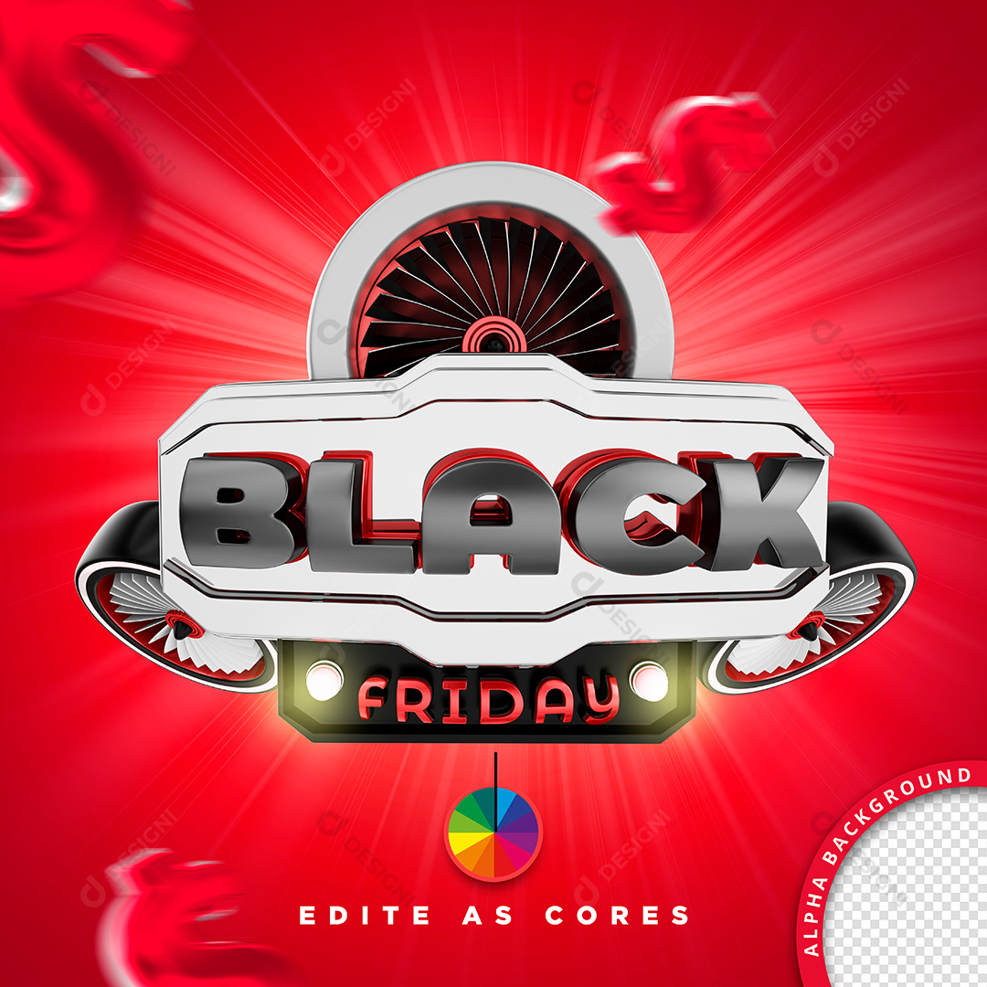Selo 3D Black Friday PSD Cores Editáveis