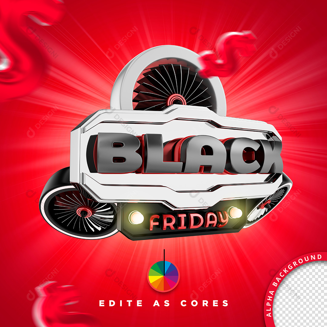 Selo 3D Black Friday PSD Cores Editáveis