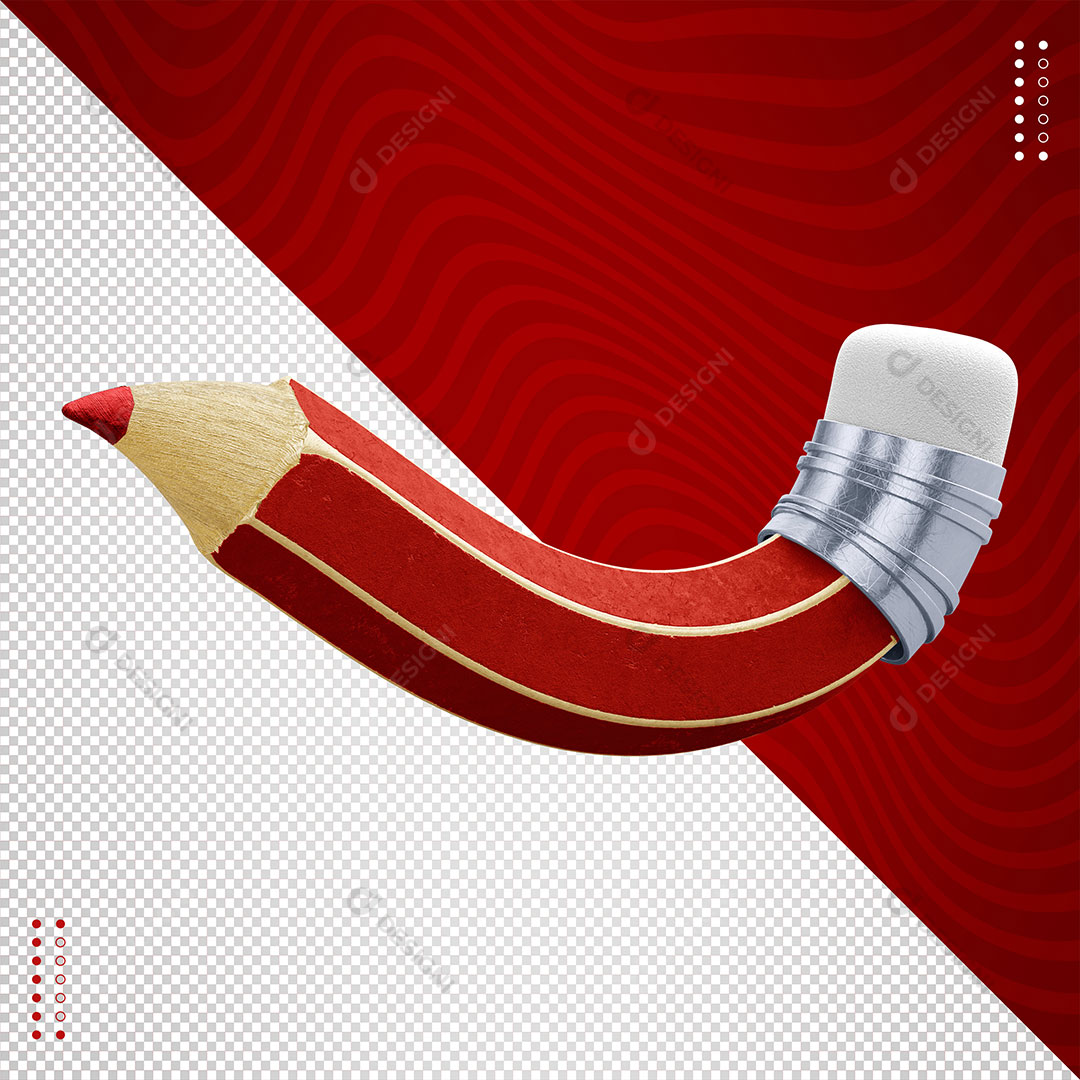 Lápis Vermelho 3D Para Composição Volta às Aulas Escolas Faculdade PSD