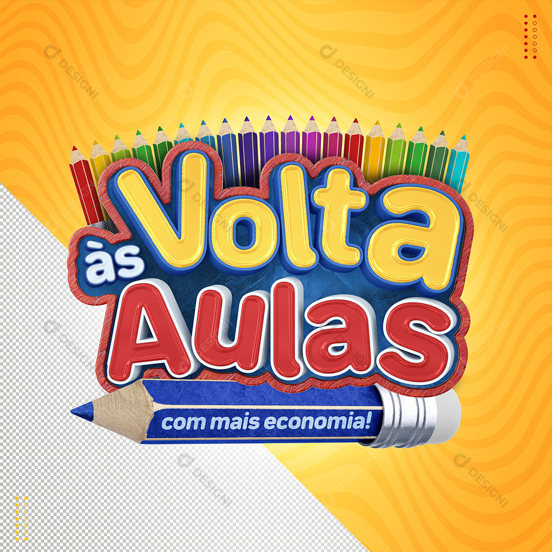 Selo 3D Volta às Aulas Com Mais Economia PSD Editável