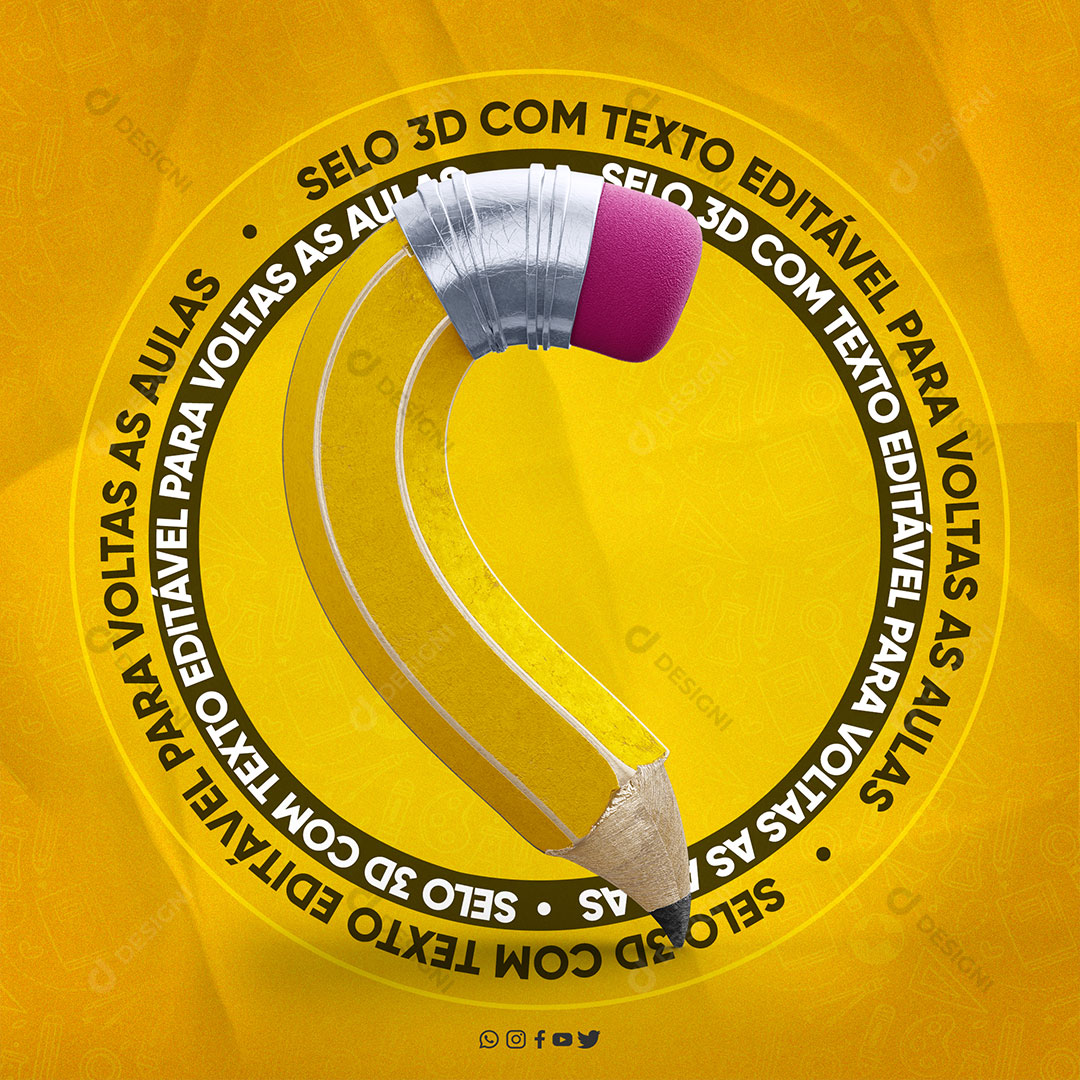 Selo 3D Volta às Aulas Com Texto Editàvel PSD