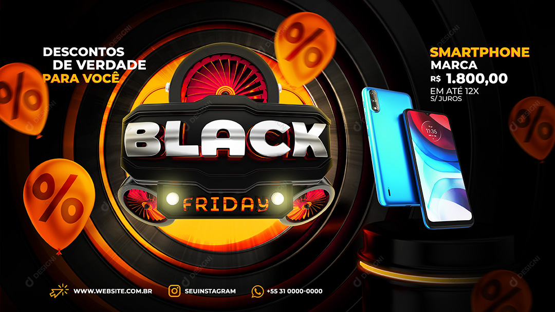 Banner Black Friday Smartphone Celular Social Media PSD Editável