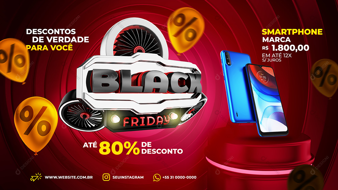 Banner Black Friday Smartphone Celular Social Media PSD Editável