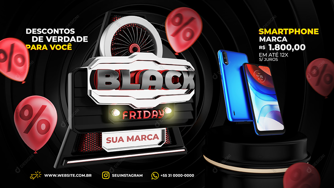 Banner Black Friday Smartphone Celular Social Media PSD Editável
