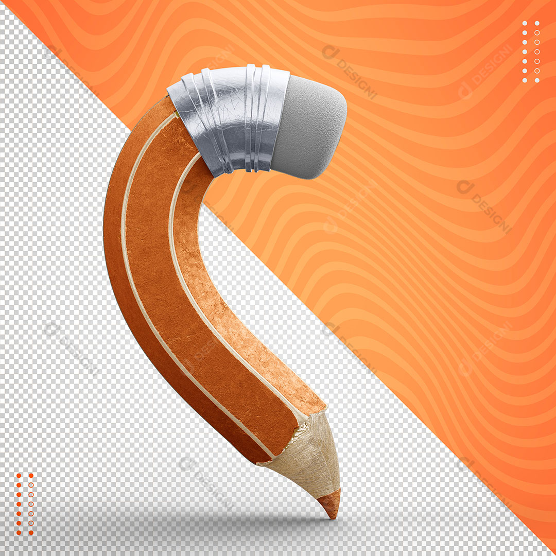 Lapis Laranja 3D Para Composição Volta às Aulas Escolas Faculdade PSD