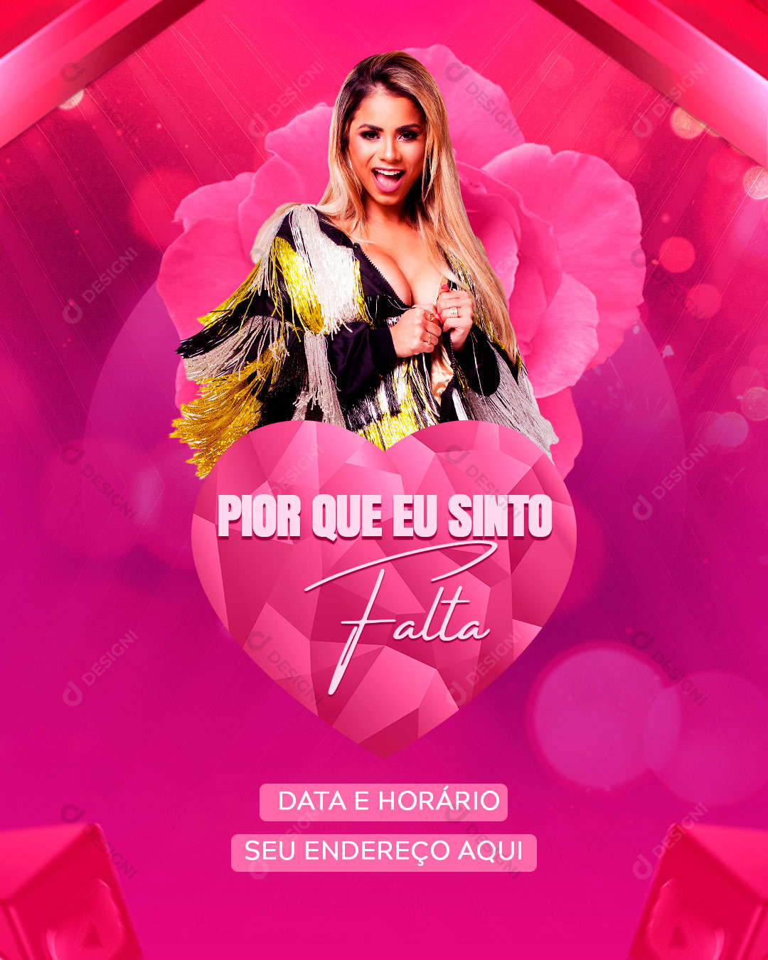 Flyer Show Evento Pior Que Eu Sinto Falta Artista Social Media PSD Editável
