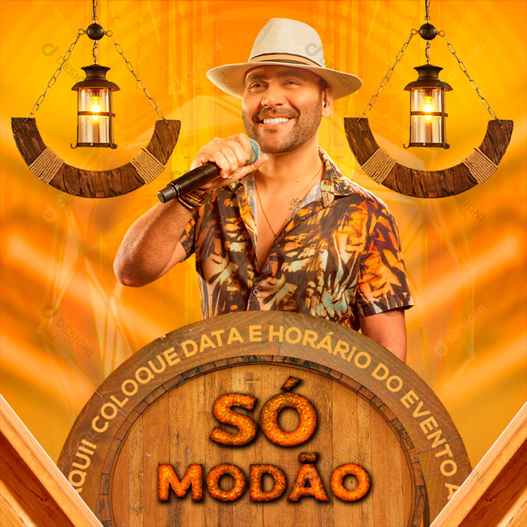 Flyer Show Evento Só Modão Artista Social Media PSD Editável
