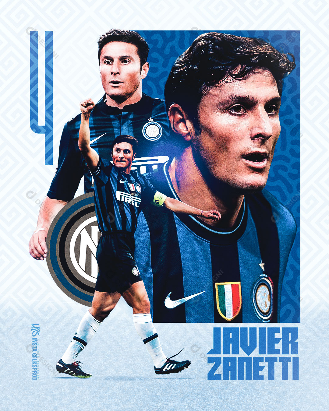 Flyer Jogador Javier Zanetti Social Media PSD Editável