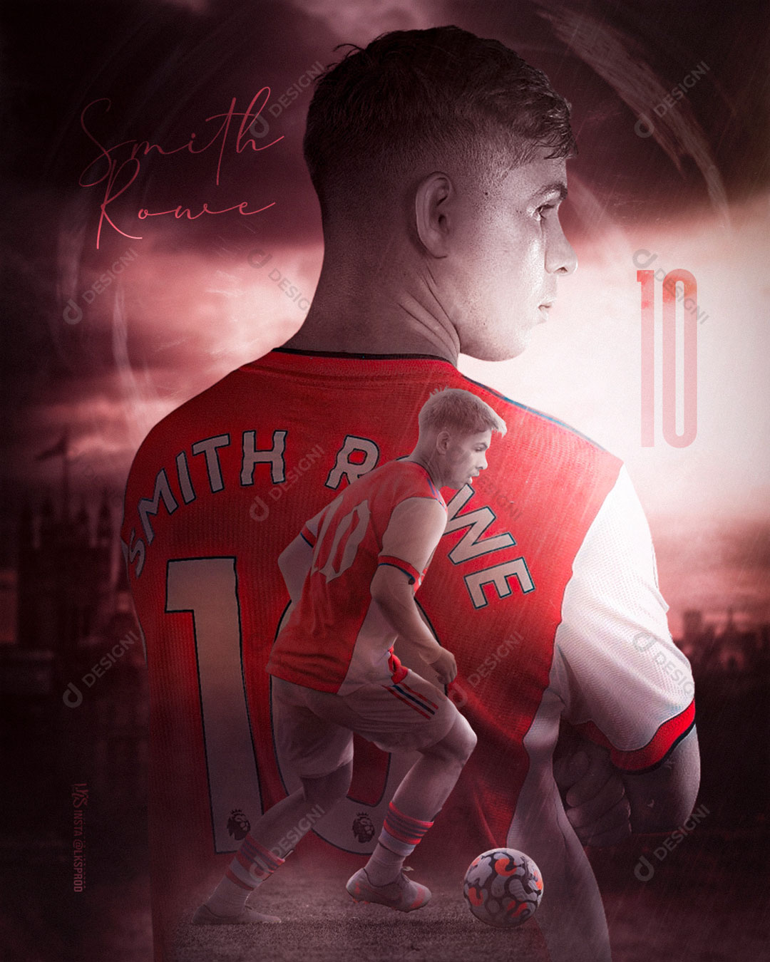 Flyer Jogador de Futebol Emile Smith Rowe Social Media PSD Editável