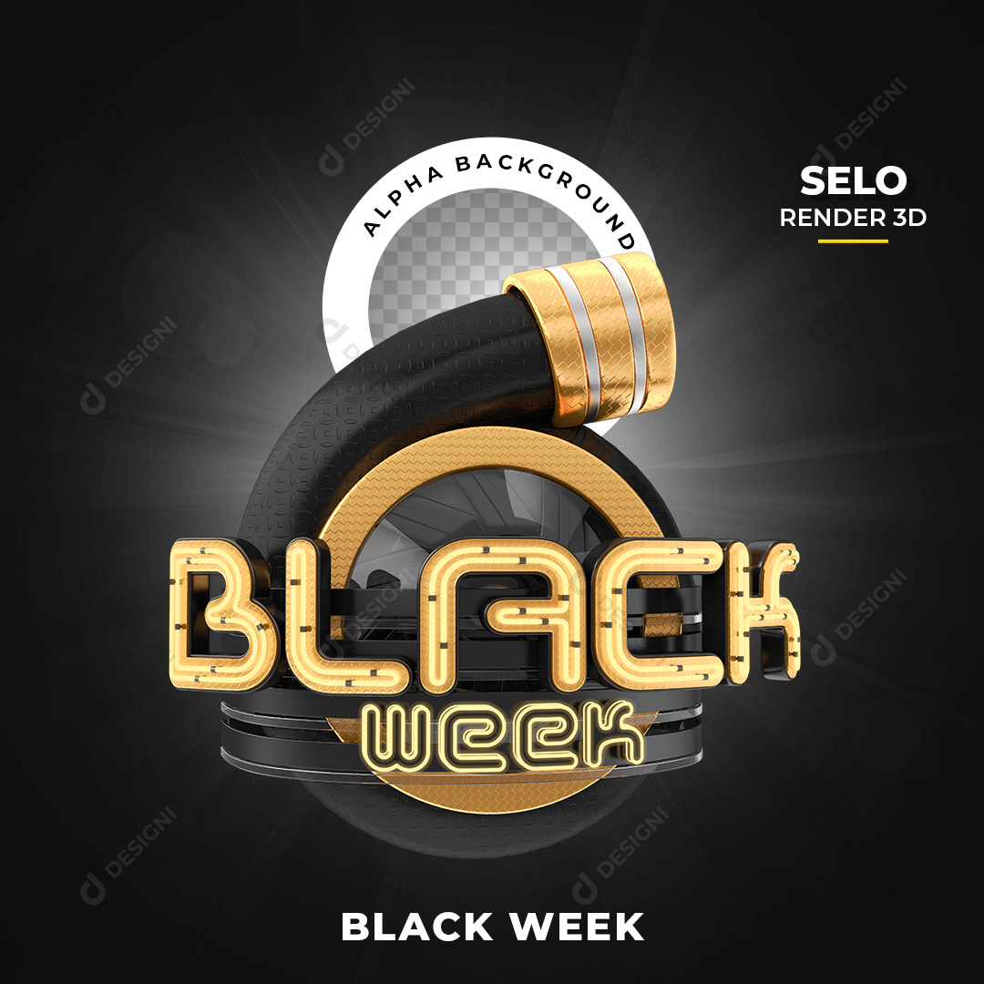 Selo 3D Black Week PNG Transparente Sem Fundo