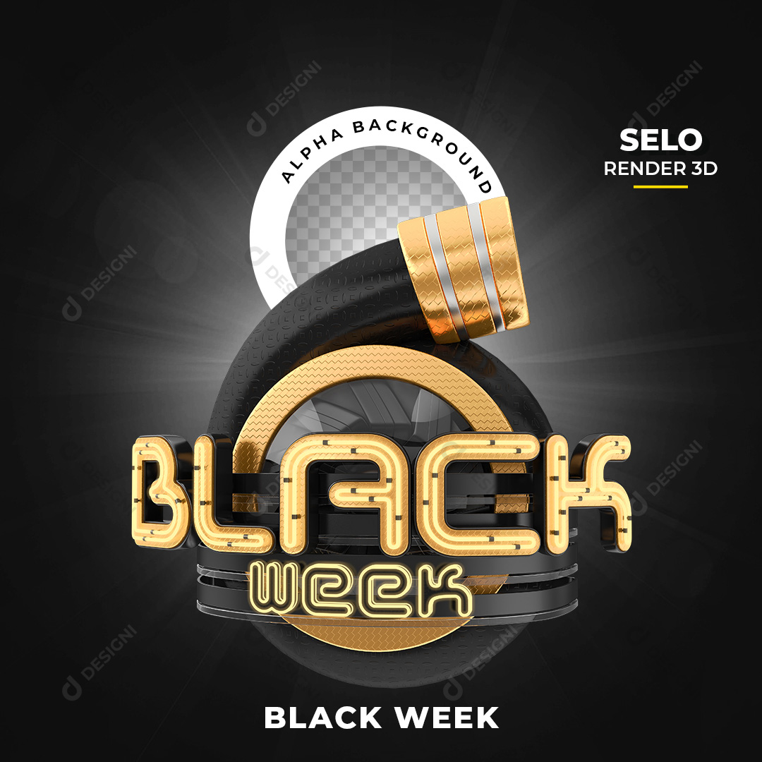 Selo 3D Black Week PNG Transparente Sem Fundo