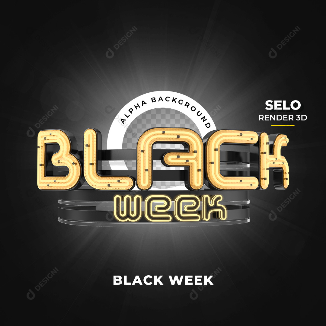Selo 3D Black Week PNG Transparente Sem Fundo