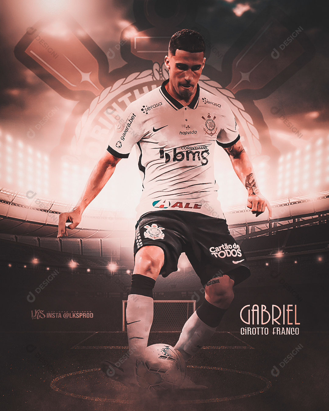 Flyer Jogador de Futebol Gabriel Girotto Franco Social Media PSD Editável