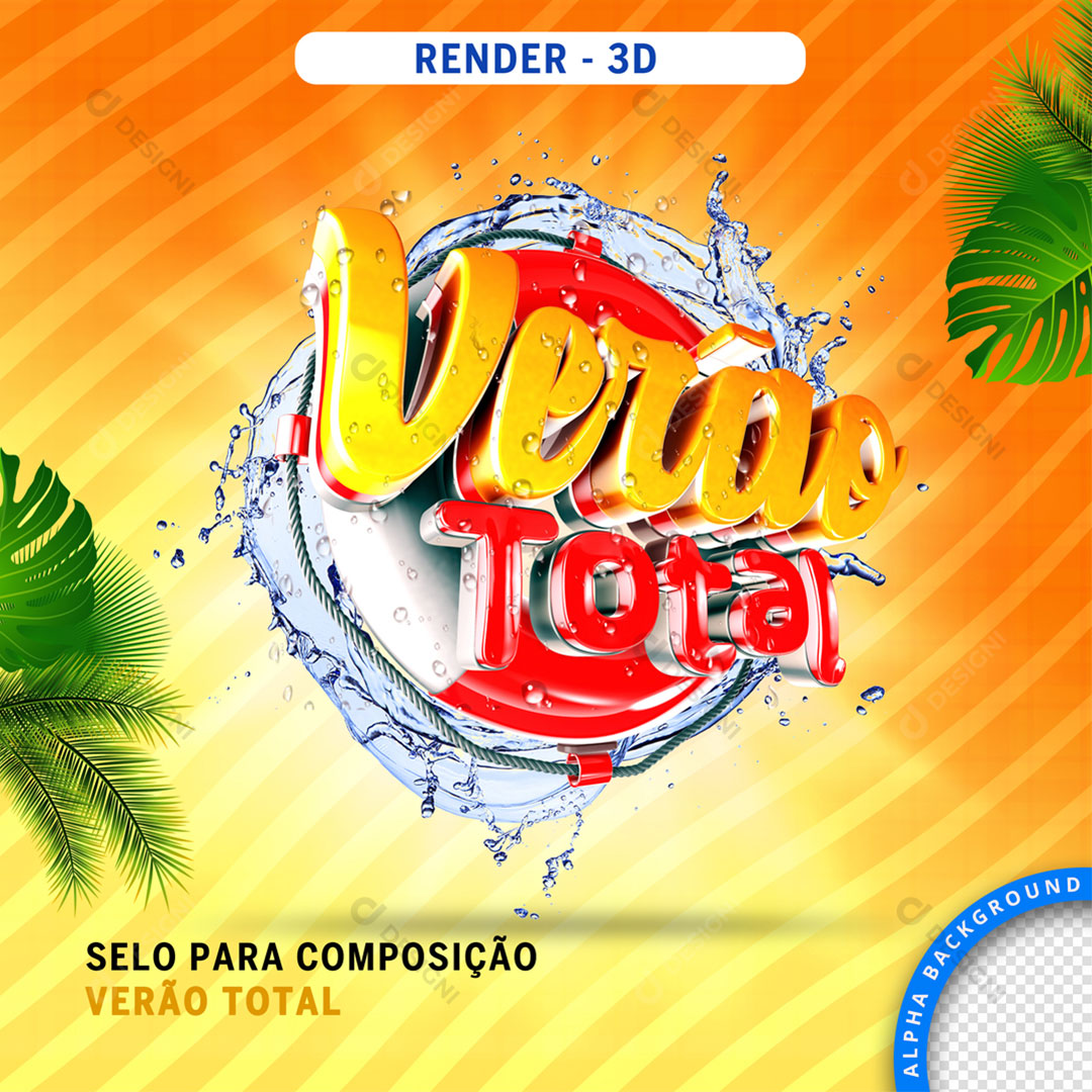 Verão Total Selo 3D Para Composição PNG Transparente