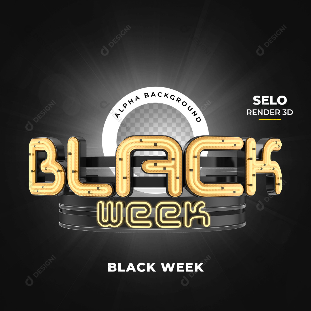Selo 3D Black Week PNG Transparente Sem Fundo