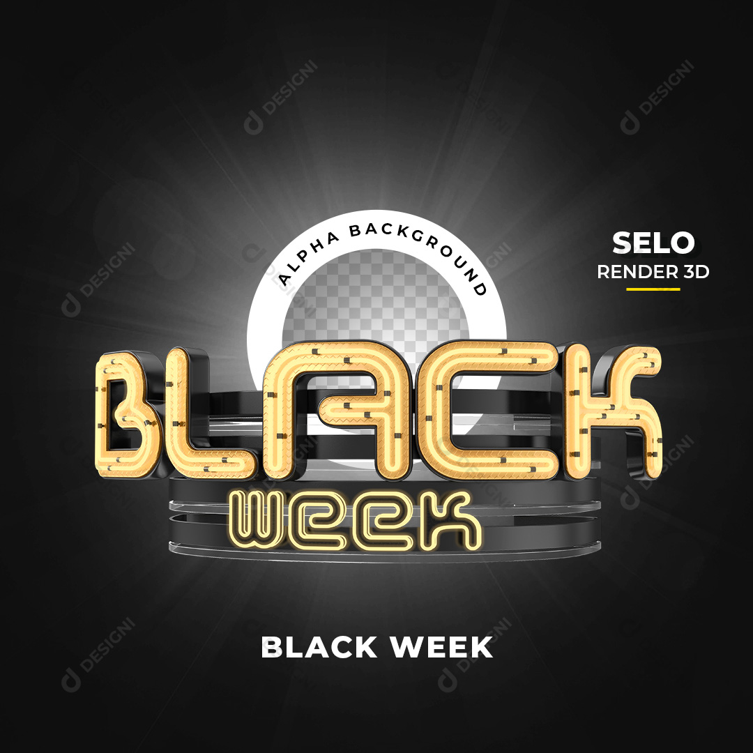 Selo 3D Black Week PNG Transparente Sem Fundo