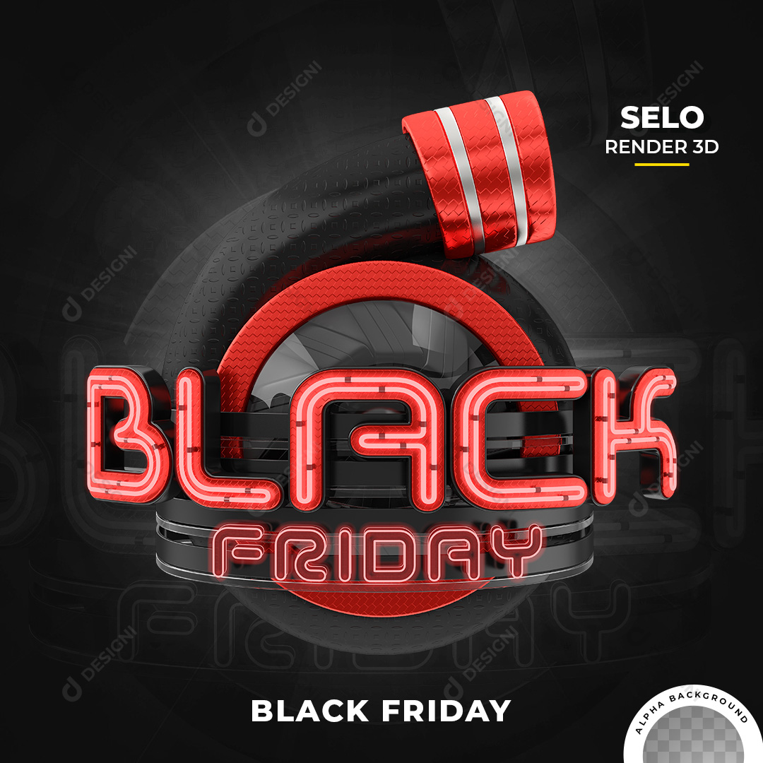 Selo 3D Black Friday PNG Transparente Sem Fundo