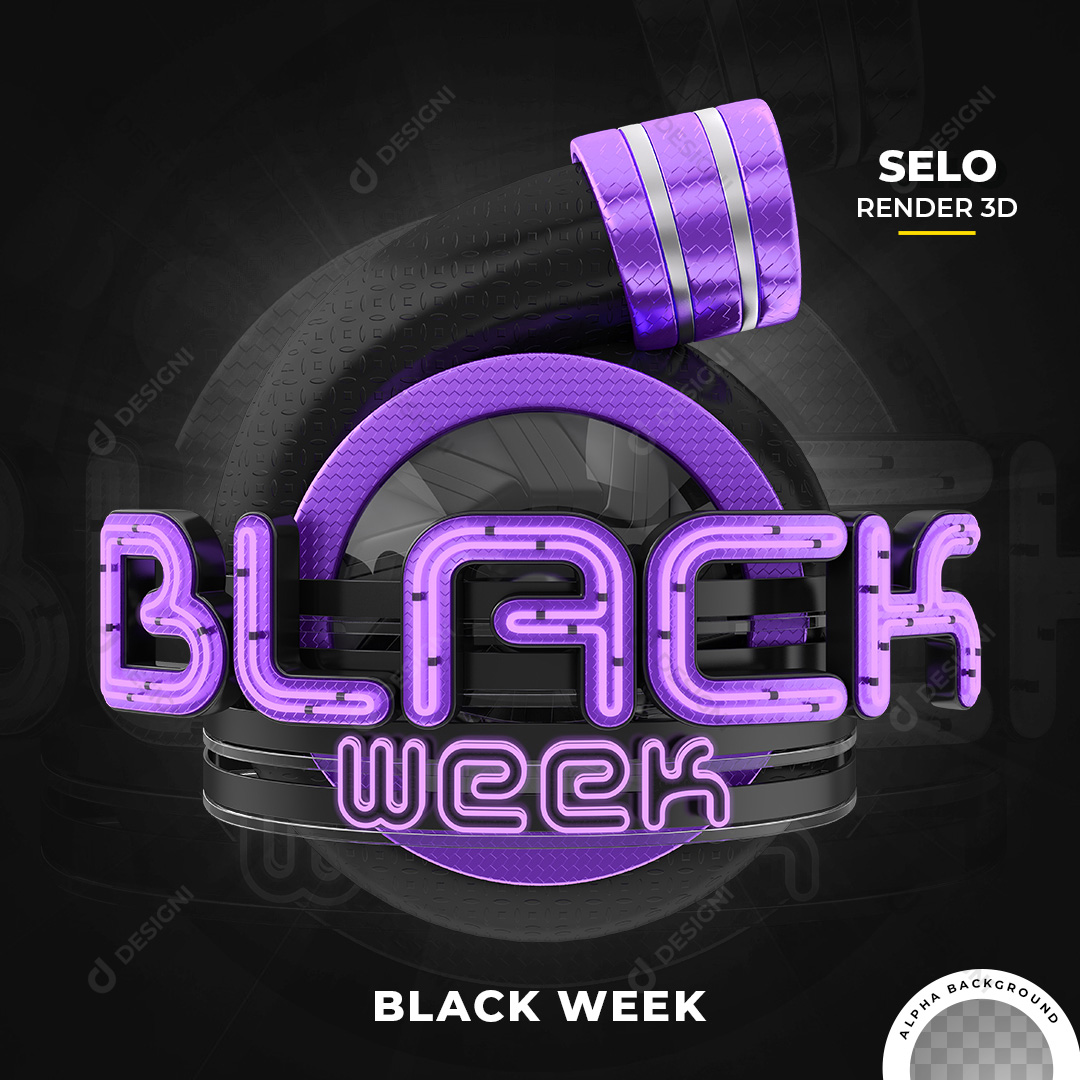 Selo 3D Black Week PNG Transparente Sem Fundo