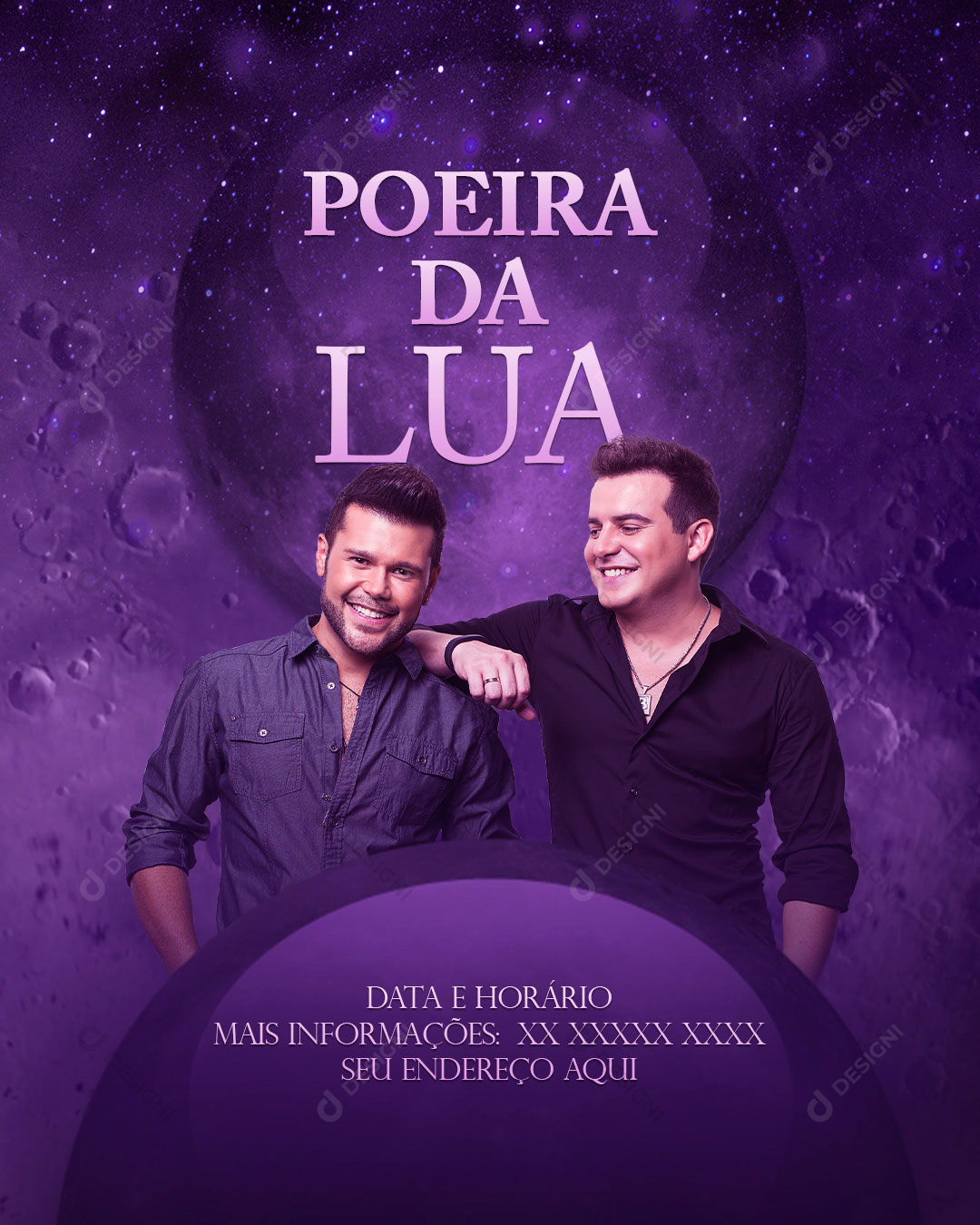 Flyer Show Evento Poeira da Lua Artista Social Media PSD Editável