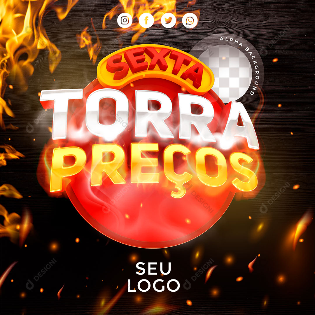 Sexta Torra Preços Selo 3D Para Composição PSD