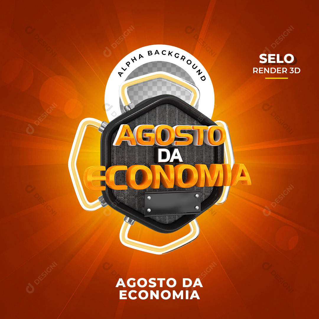 Agosto da Economia Selo 3D Para Composição PNG Transparente