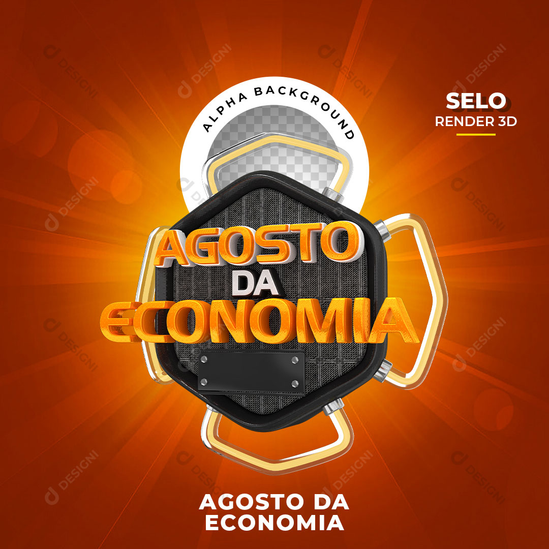 Agosto da Economia Selo 3D Para Composição PNG Transparente