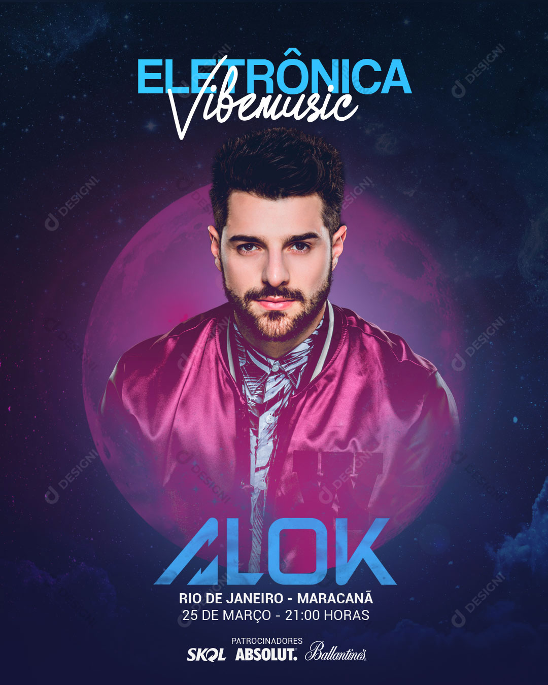 Flyer Show Evento Artista Alok Social Media PSD Editável