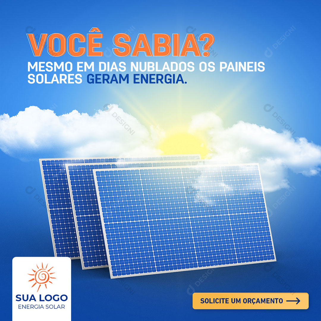 Social Media Energia Solar Placas Solares PSD Editável