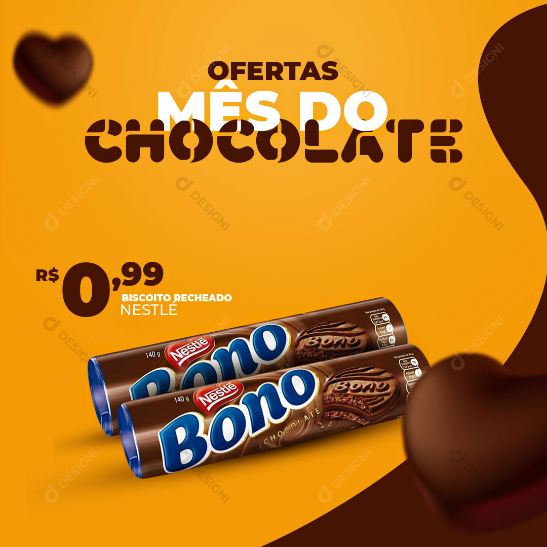 Supermercado Ofertas Mês do Chocolate Bolacha Social Media PSD Editável