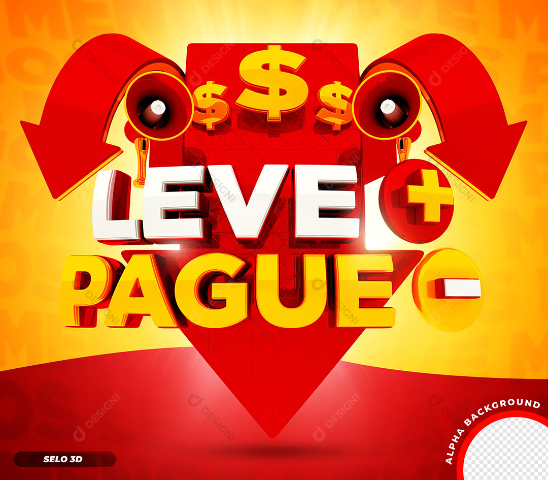 Leve + Pague - Selo 3D Elemento Para Composição PSD