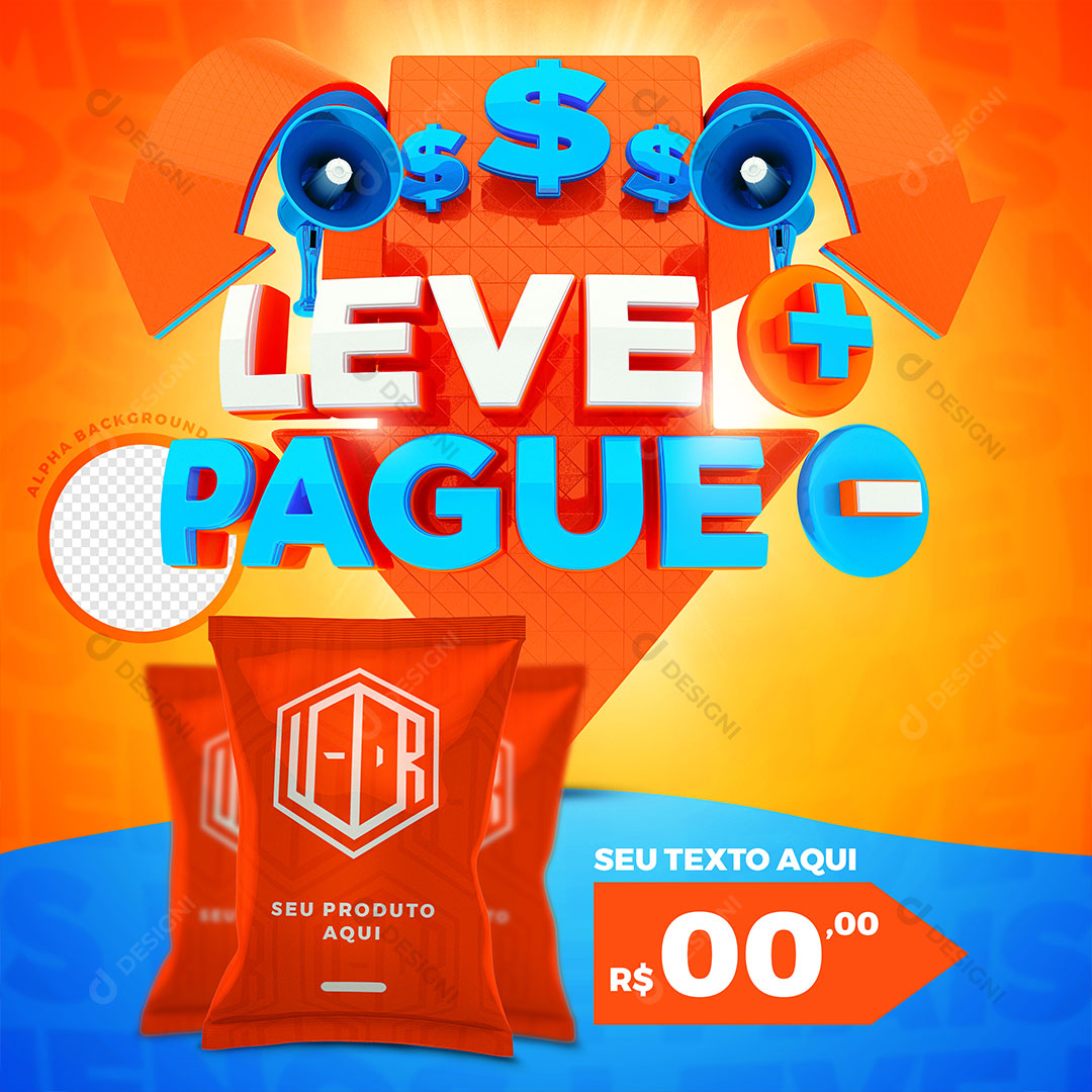 Supermercado Pague + Leve - Produto Social Media PSD Editável