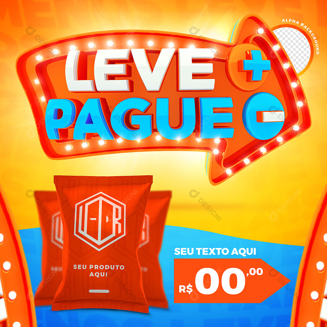 Supermercado Pague + Leve - Produto Social Media PSD Editável