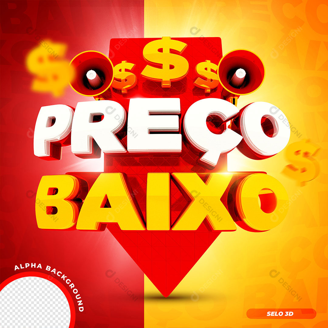 Selo 3D Preço Baixo Elemento Para Composição PSD