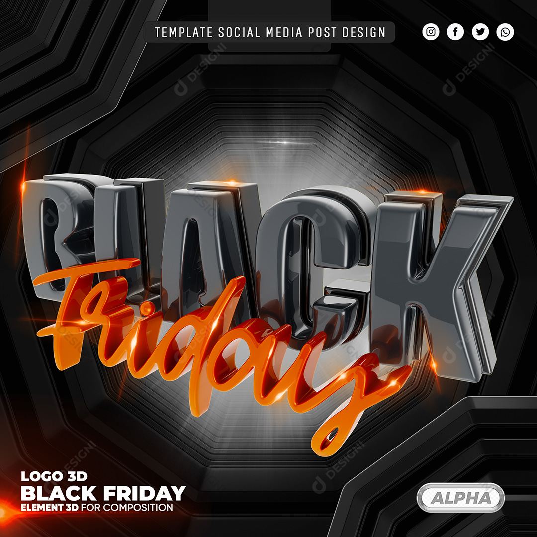 Elemento 3D Black Friday Tamplate PSD