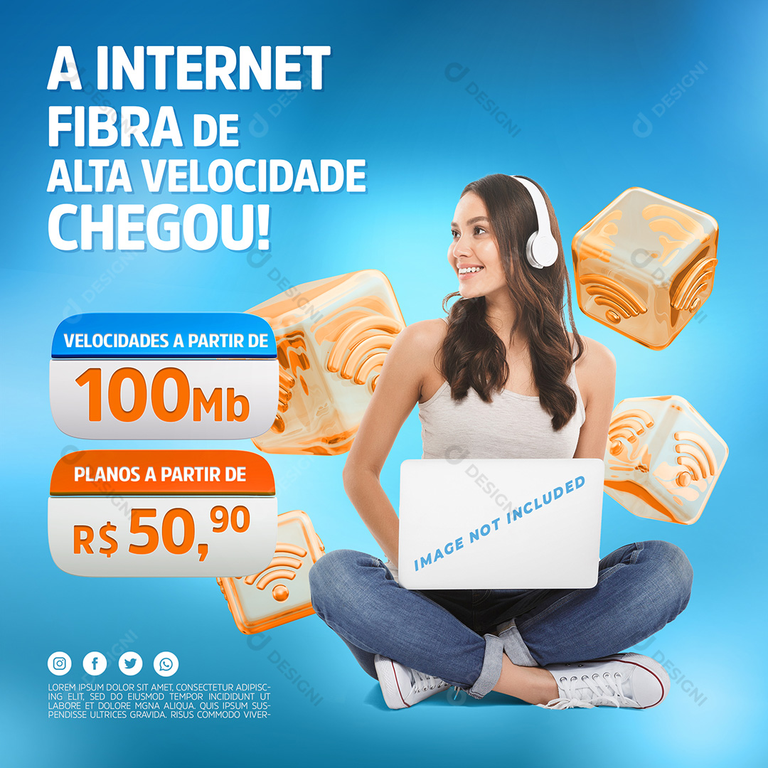 Internet Fibra de Alto Velocidade Social Media PSD Editável