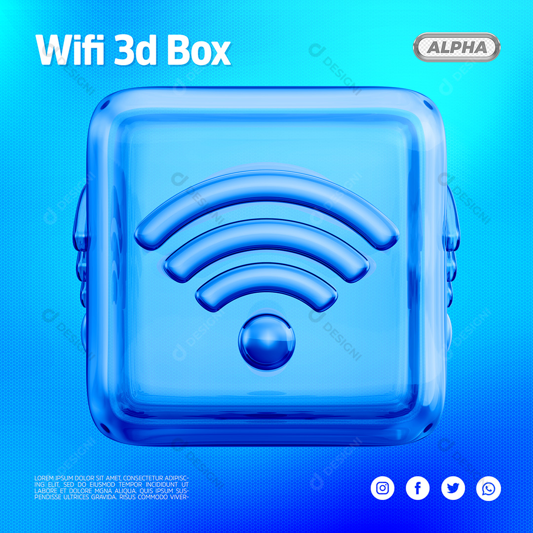 Elemento 3D Para Composição Wifi 3D Box Caixa PSD