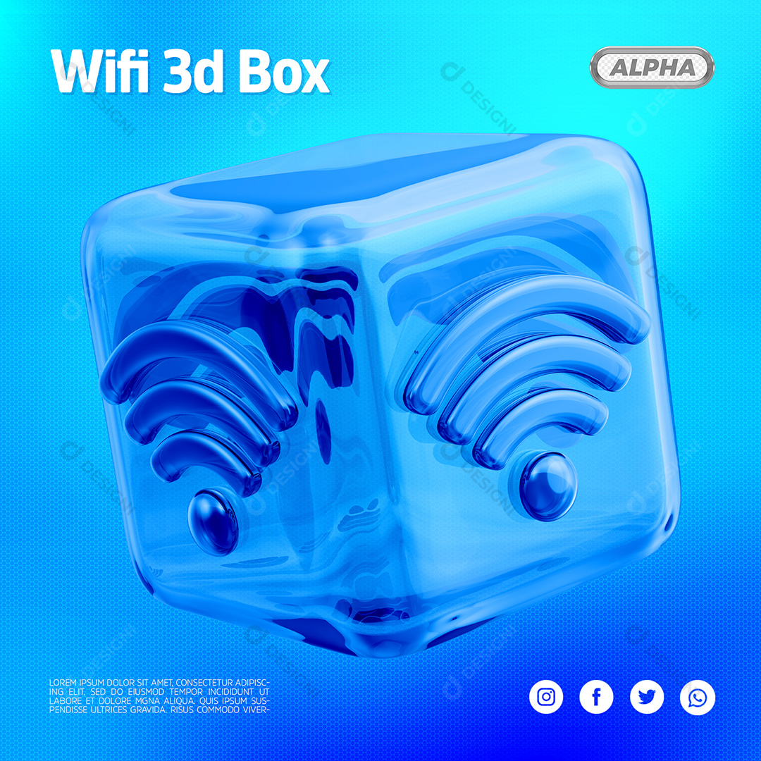 Elemento 3D Para Composição Wifi 3D Box Caixa PSD