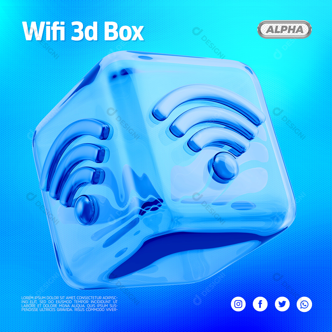 Elemento 3D Para Composição Wifi 3D Box Caixa PSD