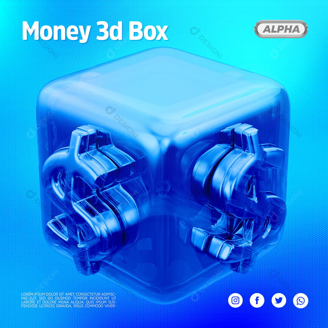 Elemento 3D Para Composição Dinheiro 3D Box Caixa PSD