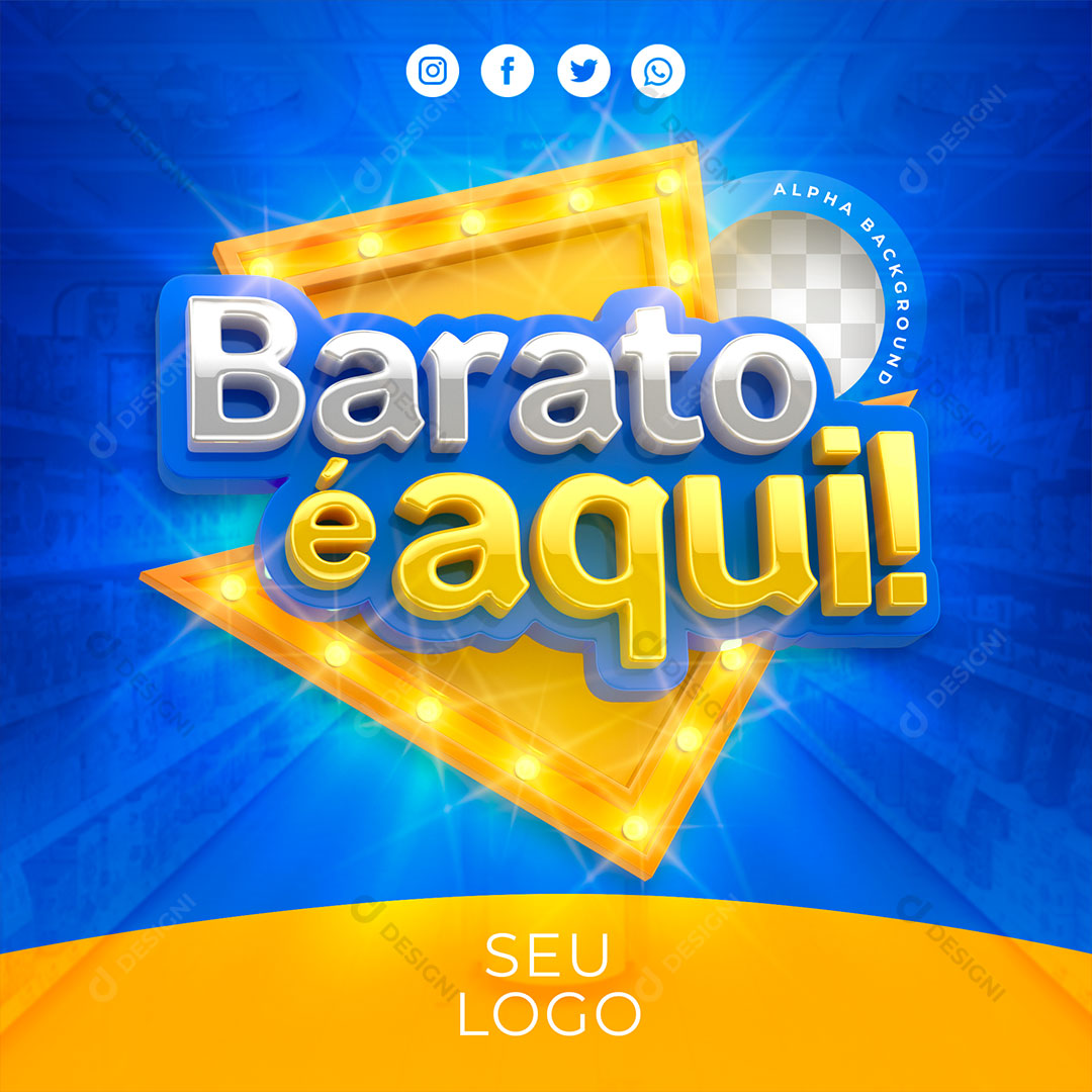 Barato é Aqui Selo 3D Para Composição PSD Editável