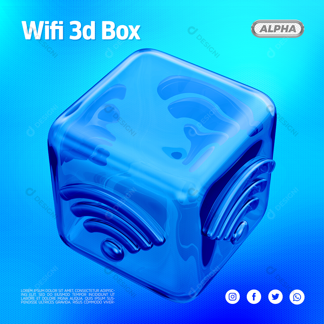 Elemento 3D Para Composição Wifi 3D Box Caixa PSD