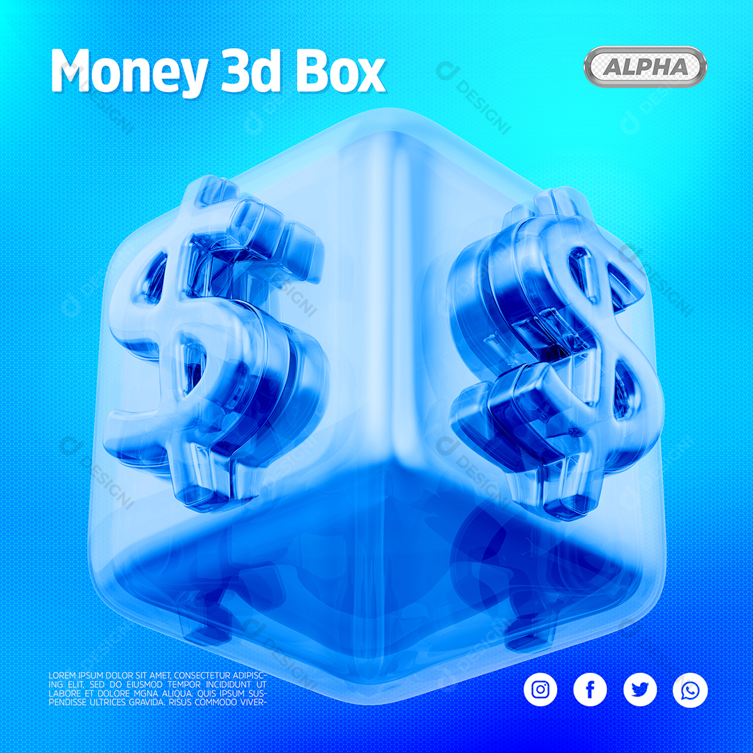 Elemento 3D Para Composição Caixa de Cifrão PSD