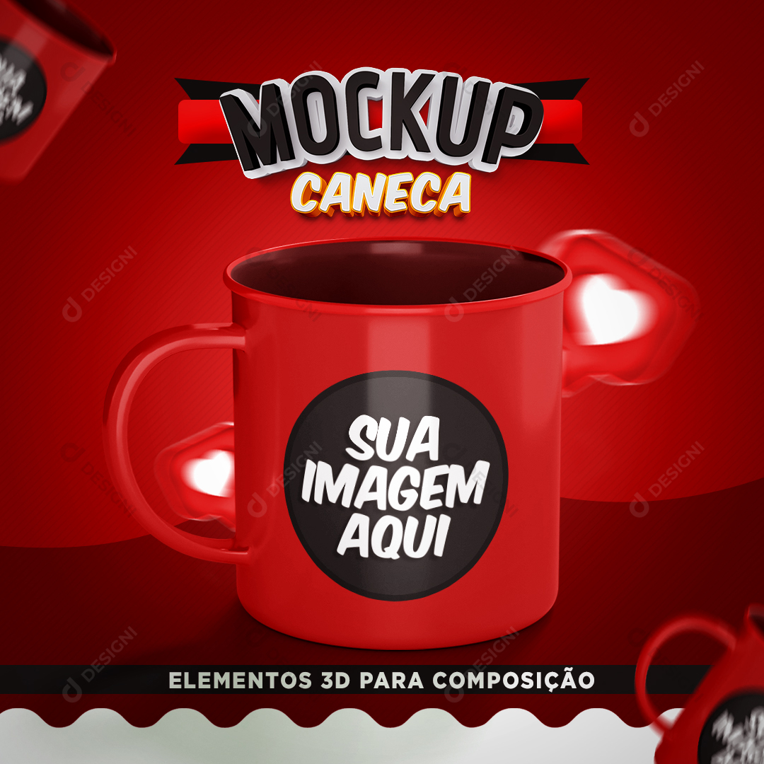 Mockup Caneca Vermelha PSD